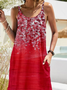 vacation beach Floral Regular Fit Crew Neck Sleeveless Knit Dress