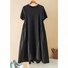 Solid Loosen Elegant Short Sleeve Woven Dress