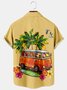 Men's Coconut Tree Print Casual Vacation Short Sleeve Hawaiian Shirt
