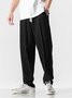 Men's Loose Linen Elastic Waist Trousers