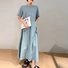 Solid Loosen Elegant Short Sleeve Woven Dress