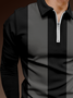 Casual Art Collection Geometric Stripes Color Block Pattern Lapel Long Sleeve Polo Print Top