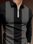 Casual Art Collection Geometric Stripes Color Block Pattern Lapel Long Sleeve Polo Print Top
