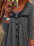 Long Sleeve Plain Jersey Lace Casual Loose Top