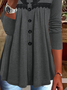 Long Sleeve Plain Jersey Lace Casual Loose Top