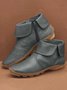 Hemmed Zip Casual Plain Short Boots