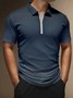 Gradient Striped Zip Short Sleeve Polo