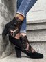 Lace Split Joint Chunky Heel Sandals Boots with Back Zip