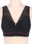 Soft Comfortable Lace Front Zipper Wireless Cotton Bra