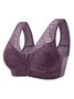 Soft Comfortable Lace Front Zipper Wireless Cotton Bra