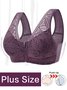 Soft Comfortable Lace Front Zipper Wireless Cotton Bra