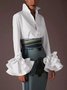 Long sleeve Elegant Regular Fit Shirt Collar Plain Blouse