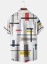 Geometric Lines Chest Pocket Short Sleeve Casual Shirt