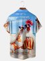 Rooster Chest Pocket Short Sleeve Casual Shirt