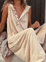 Loose Jersey Plain Casual Hoodie Jumpsuit
