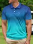 Ombre Abstract Geometric Button Short Sleeve Golf Polo Shirt