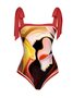 Printing Square Neck Abstract Vacation One Piece With Cover Up