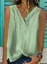 Loosen Solid V Neck Solid Simple Woven Tank