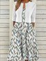 Plus Size Loose Casual Leaf Crew Neck Two-Piece Set