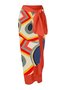 Casual Abstract Printing V Neck One Piece With Cover Up