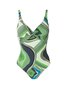 Casual Abstract Printing V Neck One Piece With Cover Up