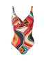 Casual Abstract Printing V Neck One Piece With Cover Up