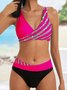 Vacation Abstract Printing V neck Bikini
