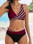 Vacation Abstract Printing V neck Bikini