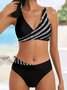 Vacation Abstract Printing V neck Bikini