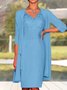 Elegant Plain Lace Stitching Vest Knitted Dress & Cardigan Two-piece Set