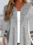 Casual Plain Mesh  Patchwork lace Kimono
