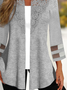 Casual Plain Mesh  Patchwork lace Kimono