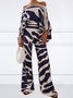 Geometric  Print Urban Boat Neck Blouse
