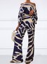 Geometric  Print Urban Boat Neck Blouse