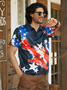 USA Flag Button Down Short Sleeve Polo Shirt