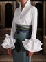 Long sleeve Elegant Regular Fit Shirt Collar Plain Blouse