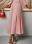 Off White V Neck Ruched Maxi A-Line Dress With Belt