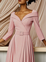 Off White V Neck Ruched Maxi A-Line Dress With Belt