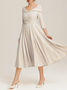 Off White V Neck Ruched Maxi A-Line Dress With Belt