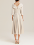 Off White V Neck Ruched Maxi A-Line Dress With Belt