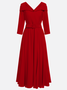 Off White V Neck Ruched Maxi A-Line Dress With Belt