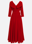Off White V Neck Ruched Maxi A-Line Dress With Belt