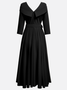 Off White V Neck Ruched Maxi A-Line Dress With Belt