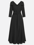 Off White V Neck Ruched Maxi A-Line Dress With Belt