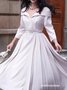 Off White V Neck Ruched Maxi A-Line Dress With Belt