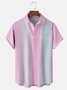 Geometric Stripe Chest Pocket Short Sleeve Casual Shirt