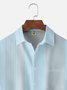 Geometric Stripe Chest Pocket Short Sleeve Casual Shirt