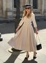Off White V Neck Ruched Maxi A-Line Dress With Belt