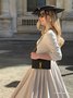 Off White V Neck Ruched Maxi A-Line Dress With Belt
