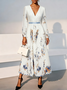 Morden Balloon Sleeve V Neck Dress With No
